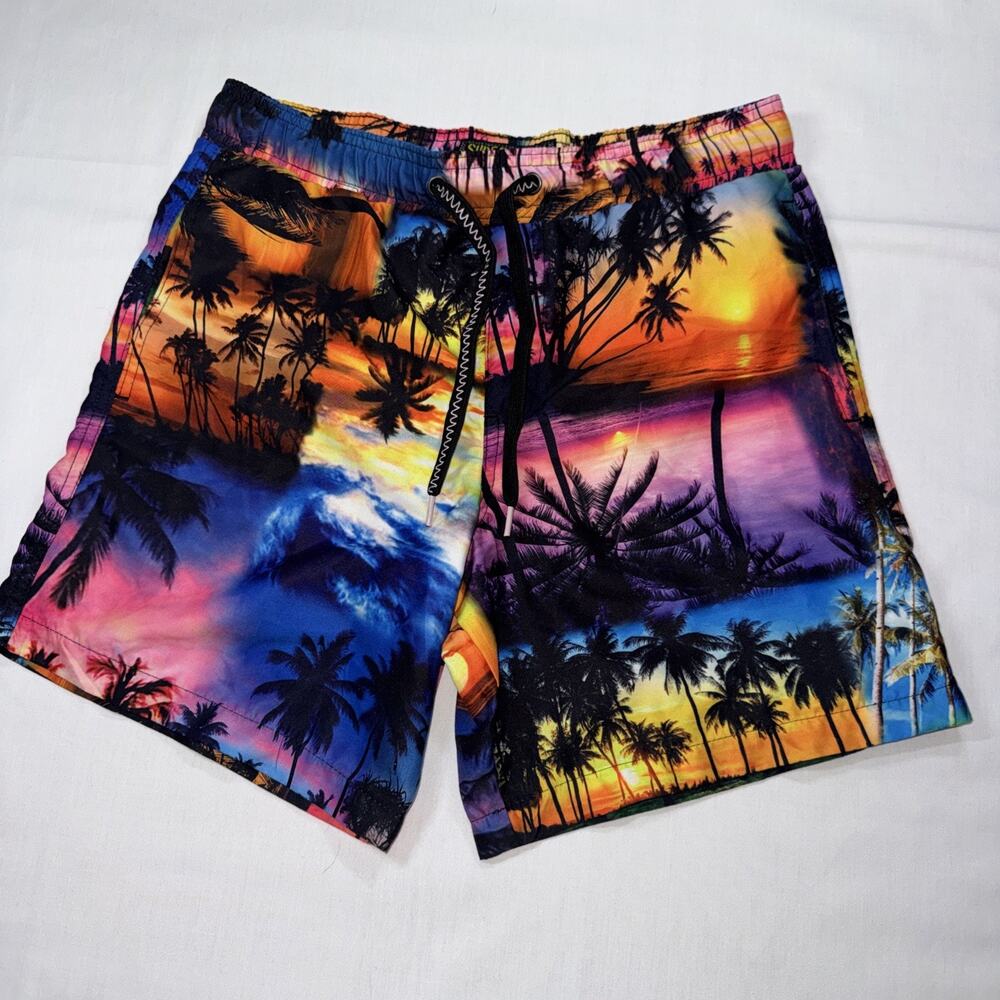 MENS SURF SOCIETY BAROQUE DRAWSTRING LINED SWIM BOARD SHORTS SIZE S